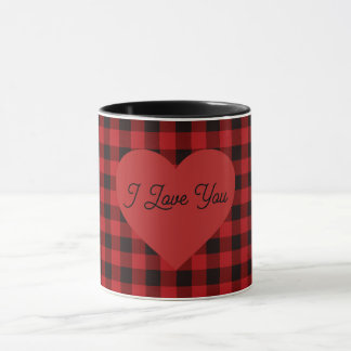 Country red and black plaid - heart detail mok