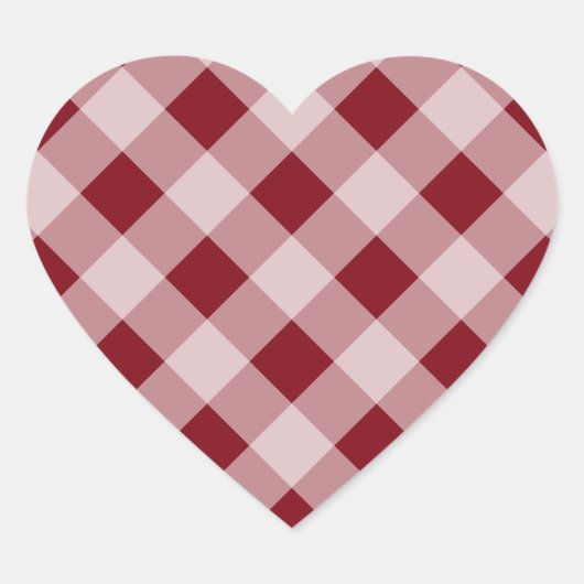 Country Red Gingham Heart Stickers (Voorkant)