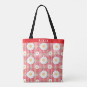 Country Red Gingham met witte bloemen Draagtas (Achterkant)