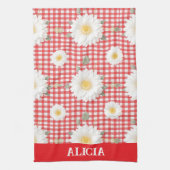 Country Red Gingham with White Daisies Theedoek (Verticaal)