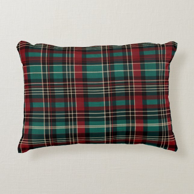 Country Red Green Plaid Kerstmis Accent Kussen (Voorkant)
