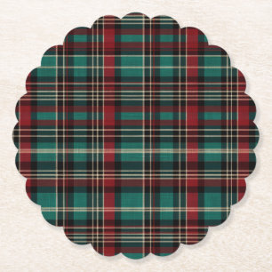 Country Red Green Plaid Kerstmis Kartonnen Onderzetters