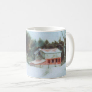 Country Road Mug rural grande grange rouge neige d