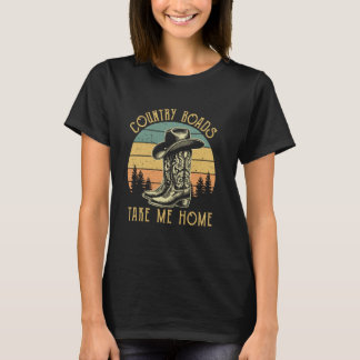 Country Roads Brengen Me Huis Cowboy West Virginia T-shirt