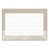 Country Romance Burlap et Lace Recette Cartes (Dos)