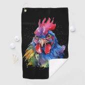 Country Rooster Chicken Waterverf Stijl Golfhanddoek (Insitu)
