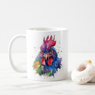 Country Rooster Chicken Waterverf Stijl Koffiemok