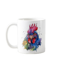 Country Rooster Chicken Waterverf Stijl
