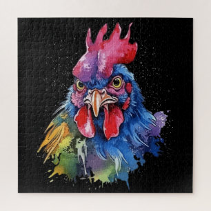 Country Rooster Chicken Waterverf Stijl Legpuzzel
