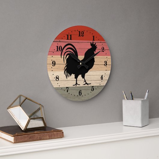 Country rooster decor Large Clock Grote Klok (Kantoor)