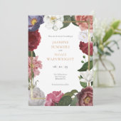 Country Rose Bloemstuk Nep Goud Folie Save the Dat Kaart (Staand voorkant)