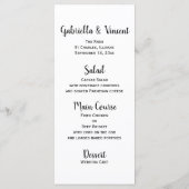 Country Rose et Cowboy Boots Western Mariage Menu (Dos)