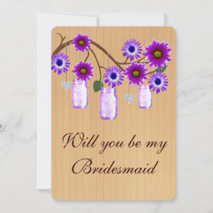 Country Russe Purple Mason Jars Bridesmaid Carte