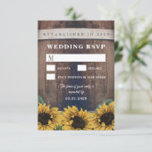 Country Rustic Baril Tournesol Mariage Cartes RSVP (Debout devant)