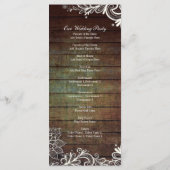 Country Rustic Barnwood Lace Wedding Programma (Achterkant)