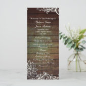 Country Rustic Barnwood Lace Wedding Programma (Staand voorkant)