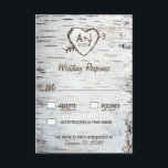 Country Rustic Birch Tree Bark Wedding Cartes RSVP<br><div class="desc">Country Rustic Birch Tree Bark Wedding Cartes RSVP - dispose d'un avant et de l'arrière en écorce de bouleau imprimé avec un coeur rayé sculpté que vous pouvez customiser les initiales à votre propre et en dessous,  votre date mariage.</div>
