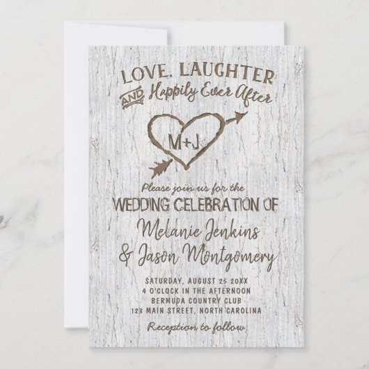 Country Rustic Birch Tree Faire-part de mariage ca (Devant)