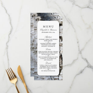 Country Rustic Birch Tree Menu Mariage