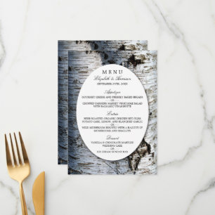 Country Rustic Birch Tree Menu Mariage