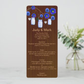 Country Rustic Blue Mason Jars Carte de menu Maria (Debout devant)