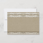 Country Rustic Burlap and Lace Wedding RSVP Kaarte (Achterkant)