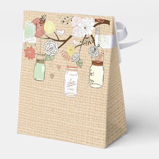 Country Rustic Burlap en Mason Jar Favor Box Bedankdoosjes (Achterkant)