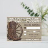 Country Rustic Burlap et Cartes RSVP de mariage de (Debout devant)