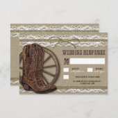 Country Rustic Burlap et Cartes RSVP de mariage de (Devant / Derrière)
