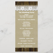Country Rustic Burlap et Lace Wedding Programmes (Dos)
