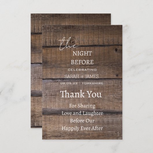 Country Rustic de avond voor bruiloft dank u Bedankkaart (Voorkant / Achterkant)