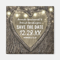 Country Rustic Gesneden Eiken Boom Save the Date