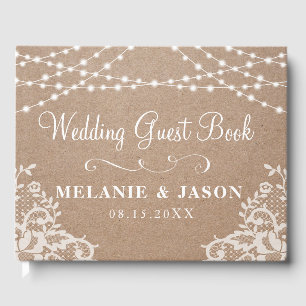 Country Rustic Kraft et dentelle Mariage livre d'h