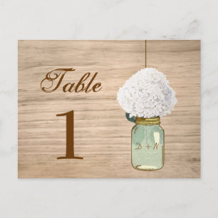 Country Rustic Mason Jar & Hydrangea Tafelnummer
