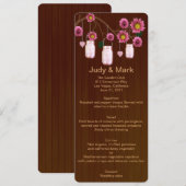 Country Rustic Mason Jars Mariage Carte Menu (Devant / Derrière)