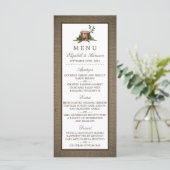 Country Rustic Monogram Tree & Burlap Menu Mariage (Debout devant)