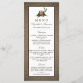 Country Rustic Monogram Tree & Burlap Menu Mariage (Devant)