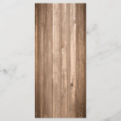 Country Rustic Monogram Tree & Wood Menu Mariage (Dos)