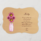 Country Rustic Roze Mason Jar Bruidsmeisje Kaart (Voorkant / Achterkant)