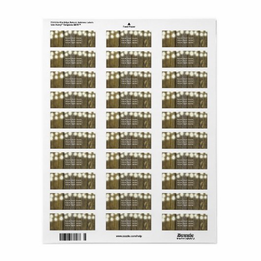 Country Rustic String Lights Lodge Adresetiketten Etiket (Full Sheet)