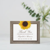 Country Rustic Sunflower & Burlap Dank u Briefkaart (Staand voorkant)