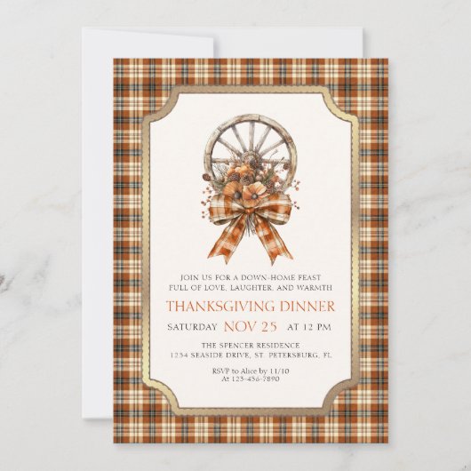 Country Rustic Thanksgiving Dinner Invitation (Devant)