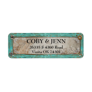 Country Rustic Turquoise Lijst adreslabel Etiket