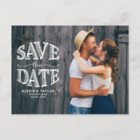 Country Rustic Typography Foto Bewaar de datum