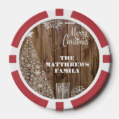 Country Rustic Vrolijk Kerstmis Sneeuwvlok Spel Poker Chips (Voorkant)