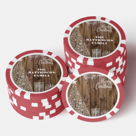 Country Rustic Vrolijk Kerstmis Sneeuwvlok Spel Poker Chips (Opstapeling)