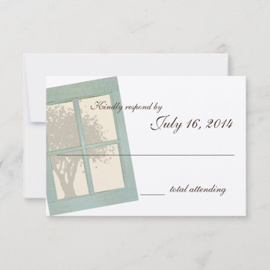 Country Rustic Window Pane Wedding RSVP Kaartje (Voorkant)