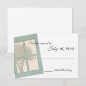 Country Rustic Window Pane Wedding RSVP Kaartje (Voorkant / Achterkant)