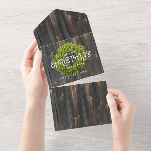 Country Rustic Wood First Christmas Nouvelle carte