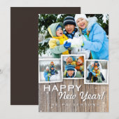 Country Rustic Wood Gelukkige Nieuwjaar Fotokaart Feestdagenkaart (Voorkant / Achterkant)